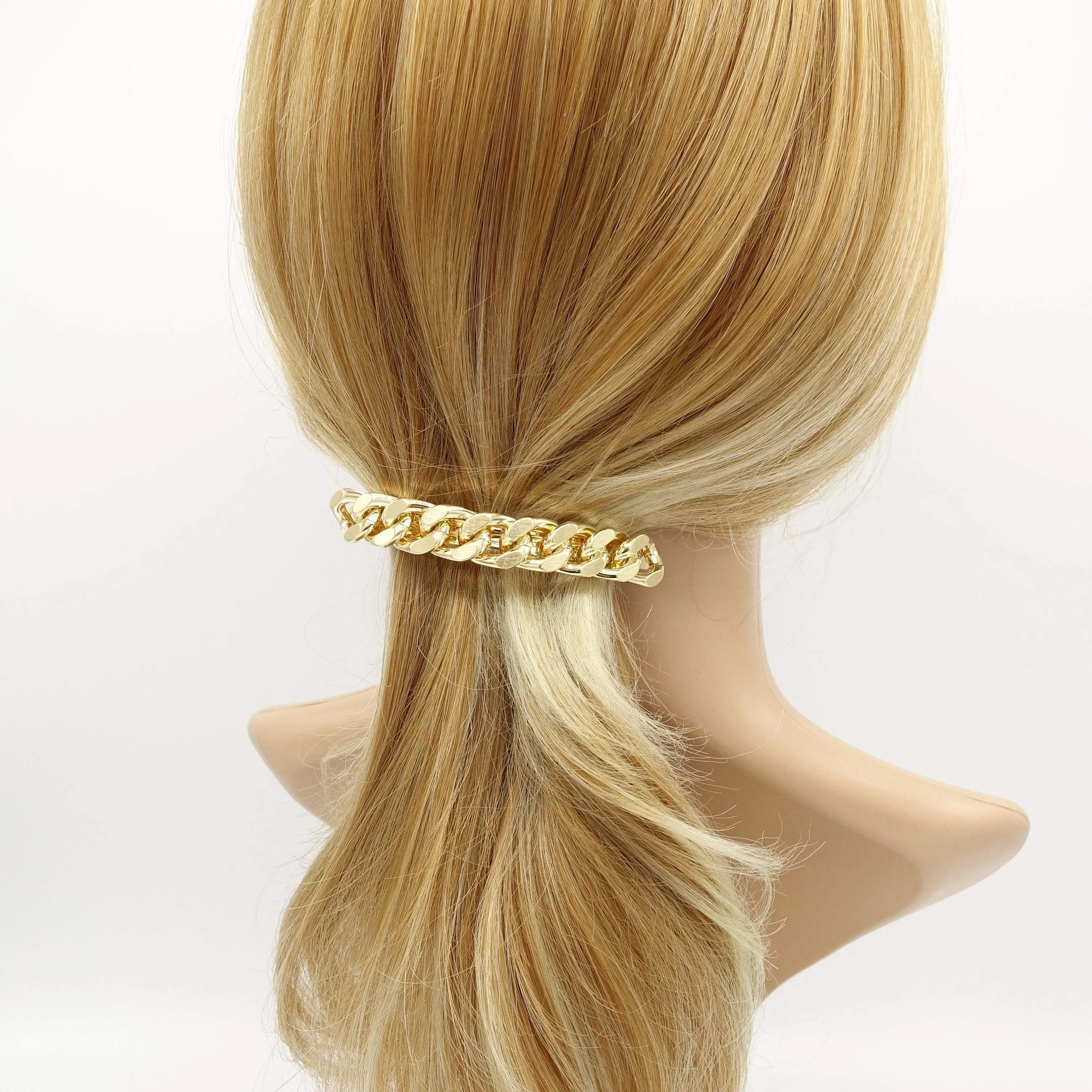 metal chain embellished hair barrette for women