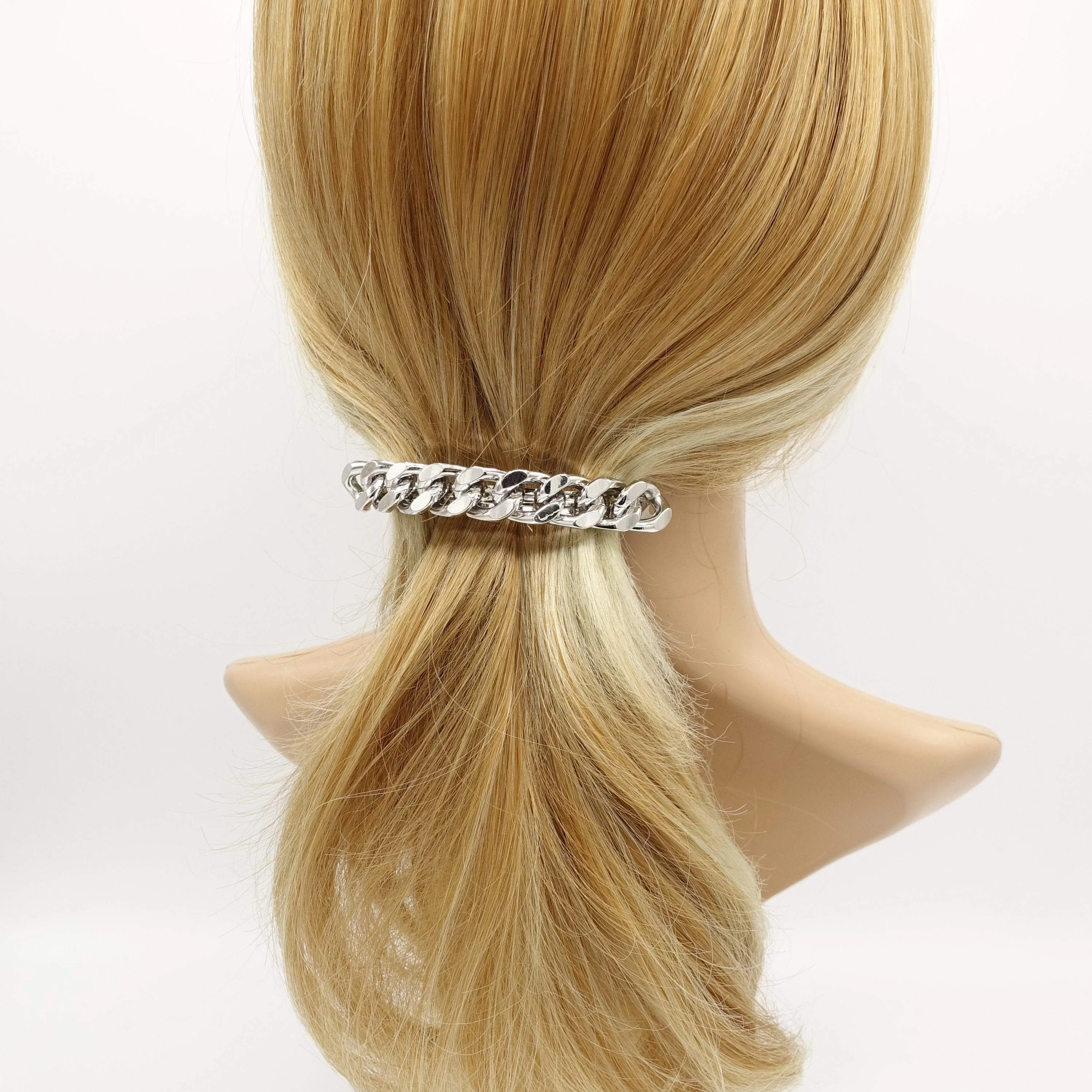 metal chain embellished hair barrette for women