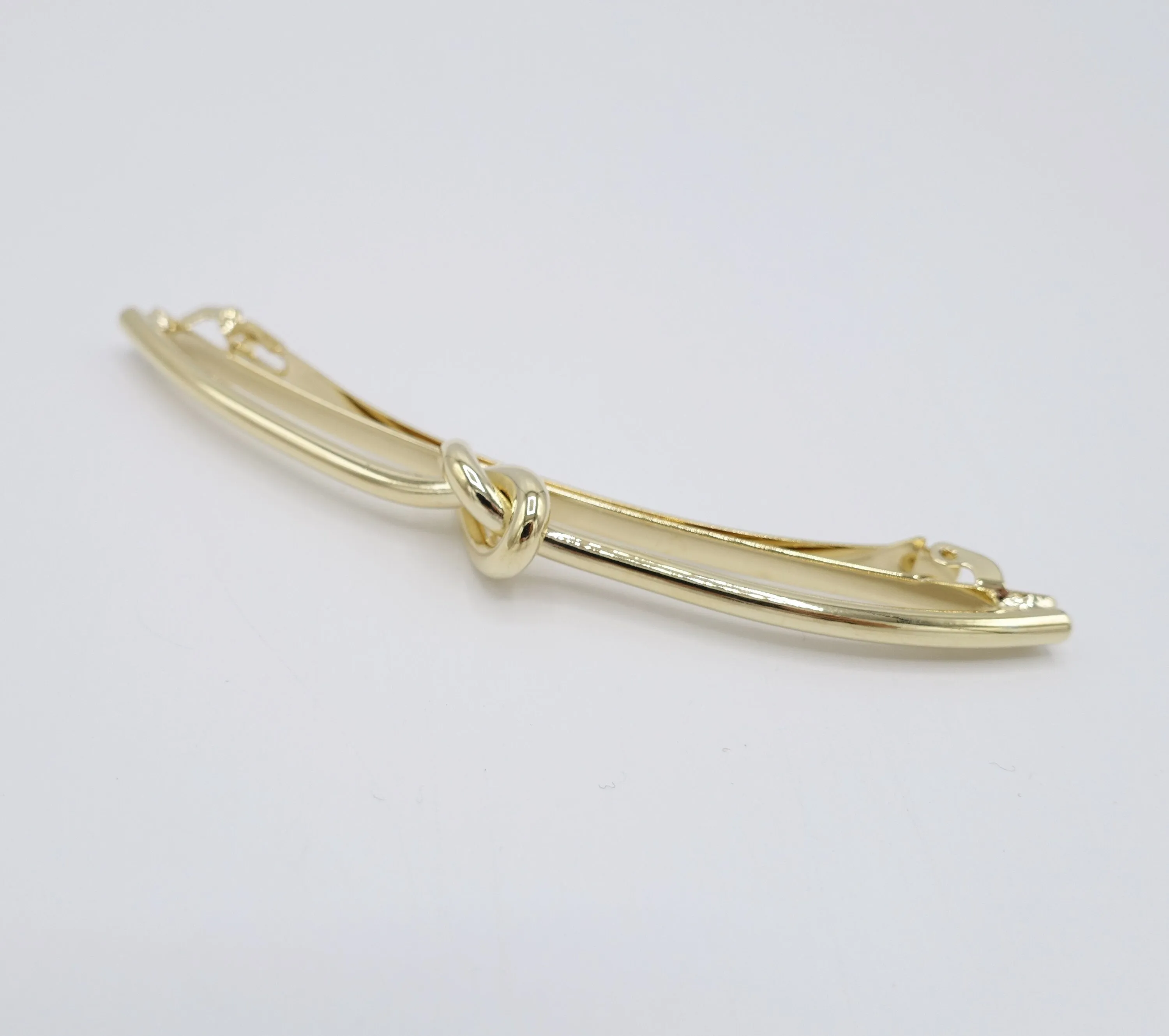 metal hair barrette, brass hair barrette, metal knot barrette