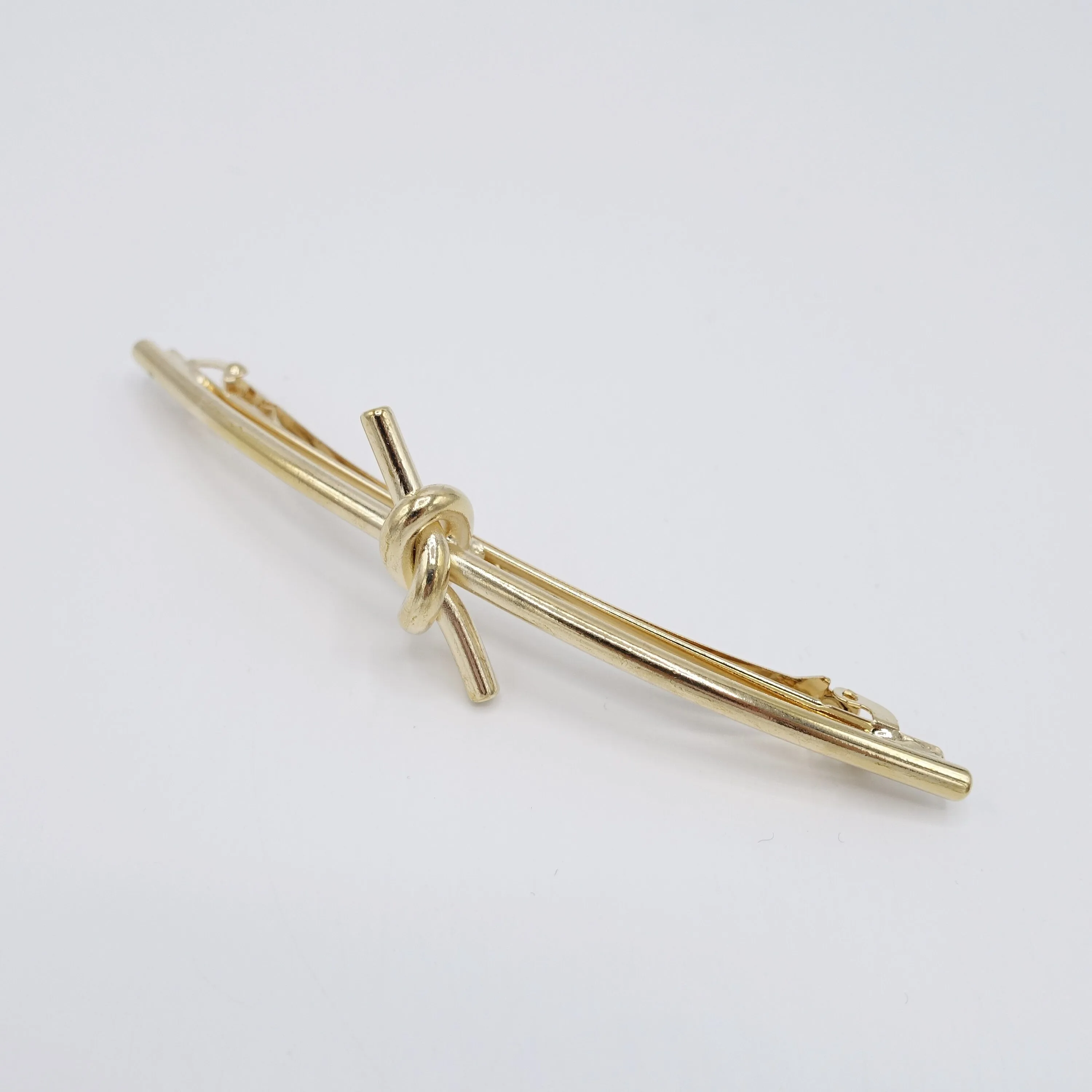 metal hair barrette, brass hair barrette, metal knot barrette