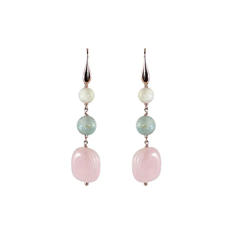 Morganite Three Drop Earrings