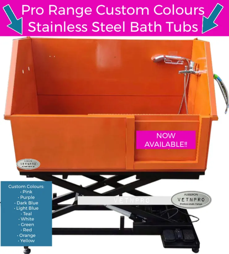 NEW! COLOURS STAINLESS STEEL Electric Lift pro range Bath Tub Medium 130cm custom SS tubs in your favourite colour