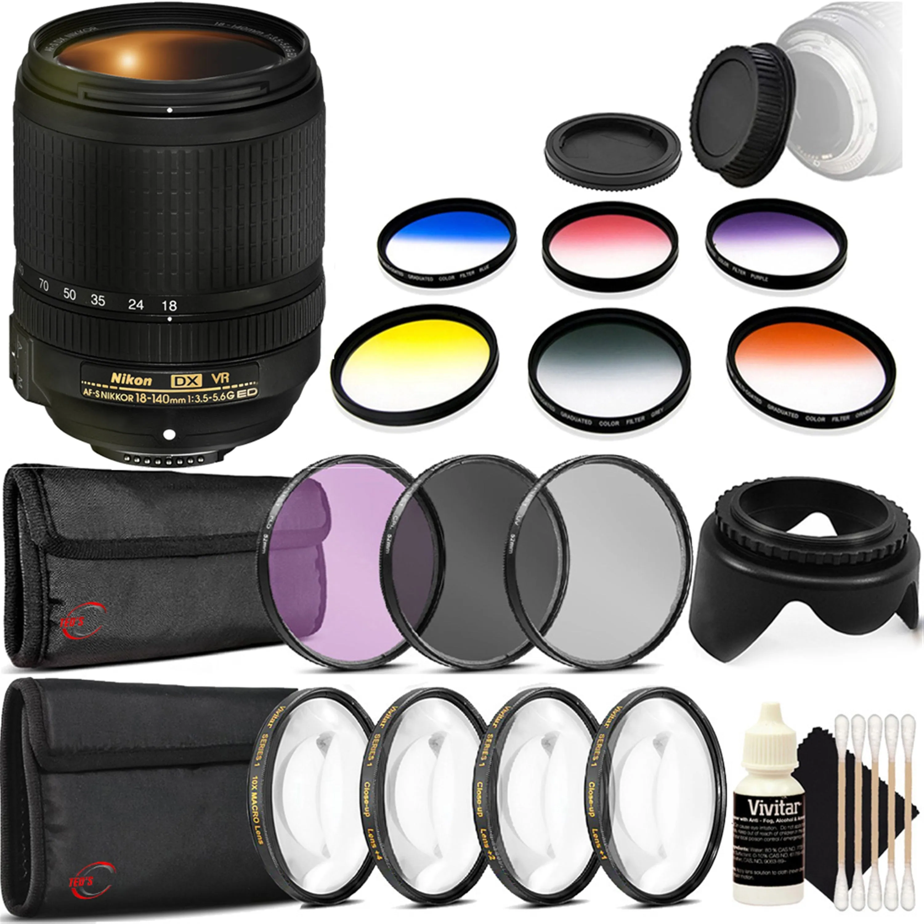 Nikon AF-S DX NIKKOR 18-140mm f/3.5-5.6G ED VR Lens with Accessories For Nikon D5300 , D5500 , D7100 and D7199