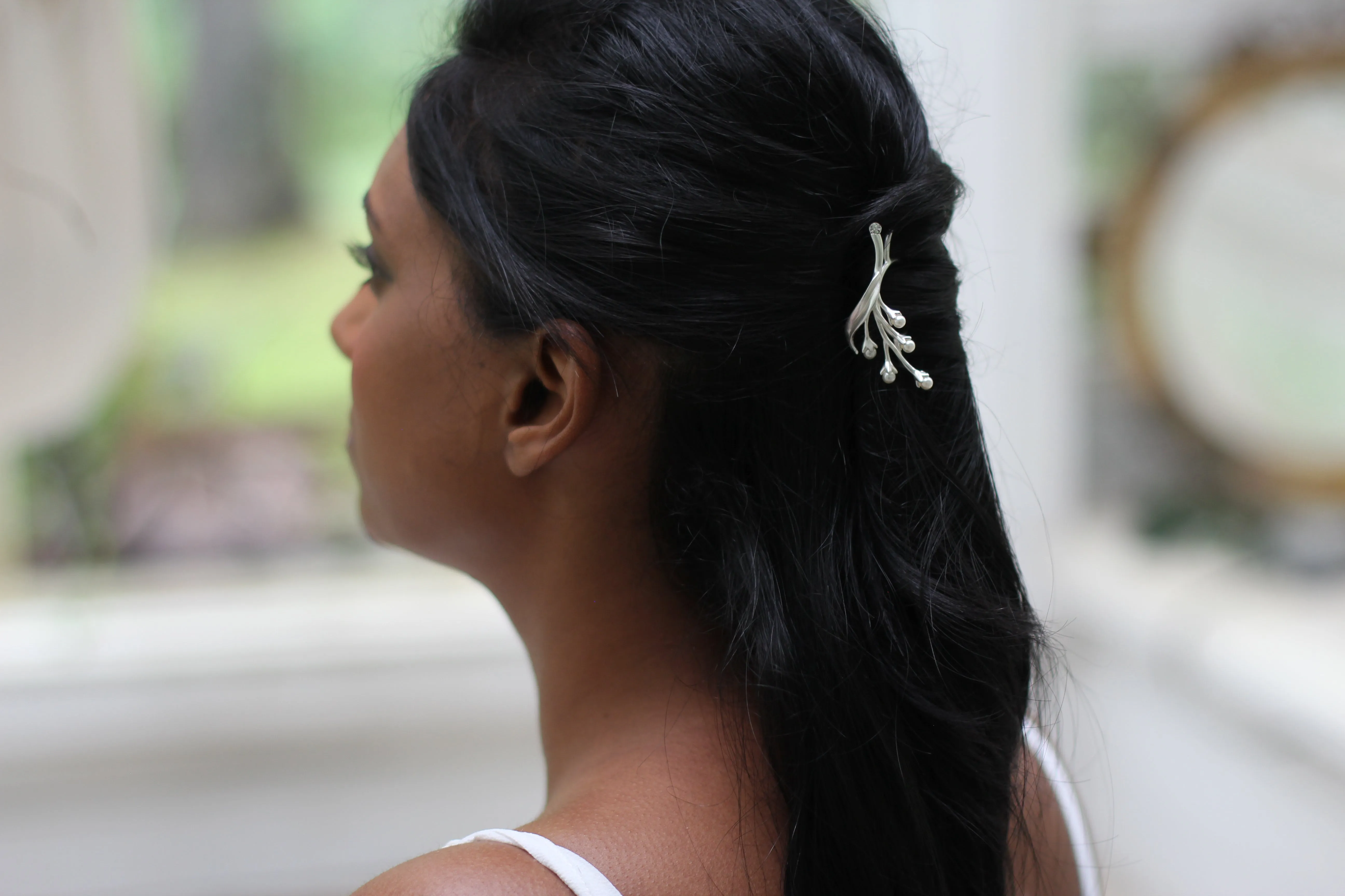 Pearls Bouquet Floral Hair Prong