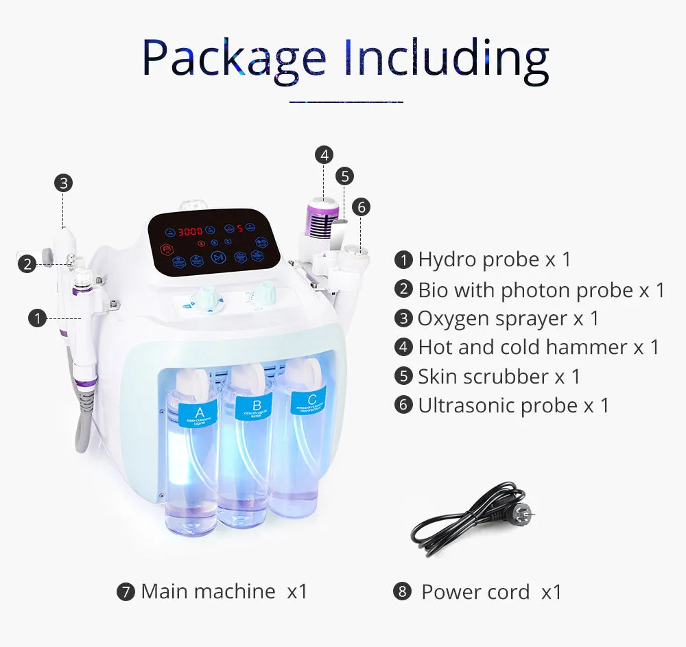 Peneelily Pro Hydra Facial Ultrasonic Bio Skin Scrubber Hot Cold Care Beauty Spa