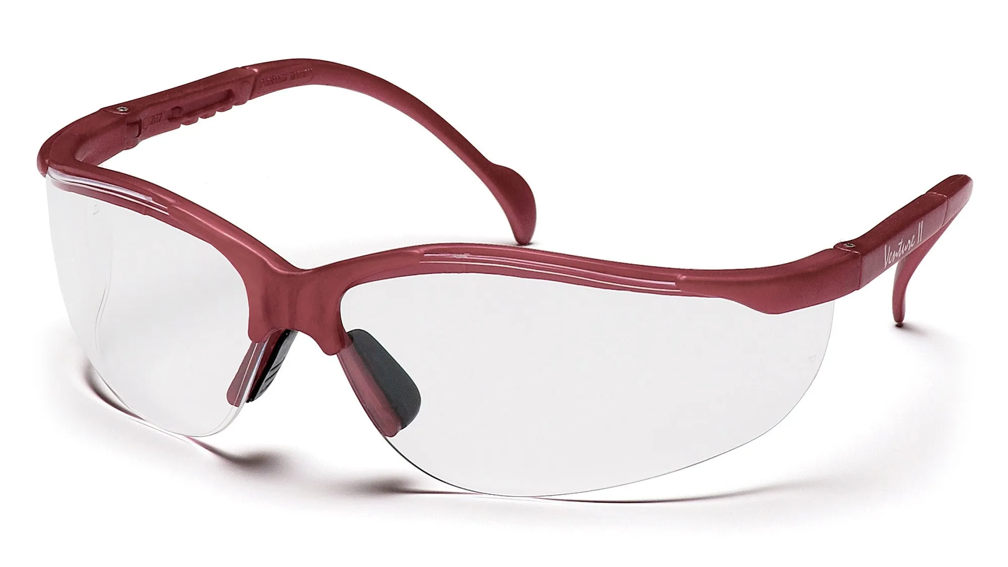 Pyramex SMM1810S Venture II Maroon Safety Glasses W/ Clear Lens (12 each)