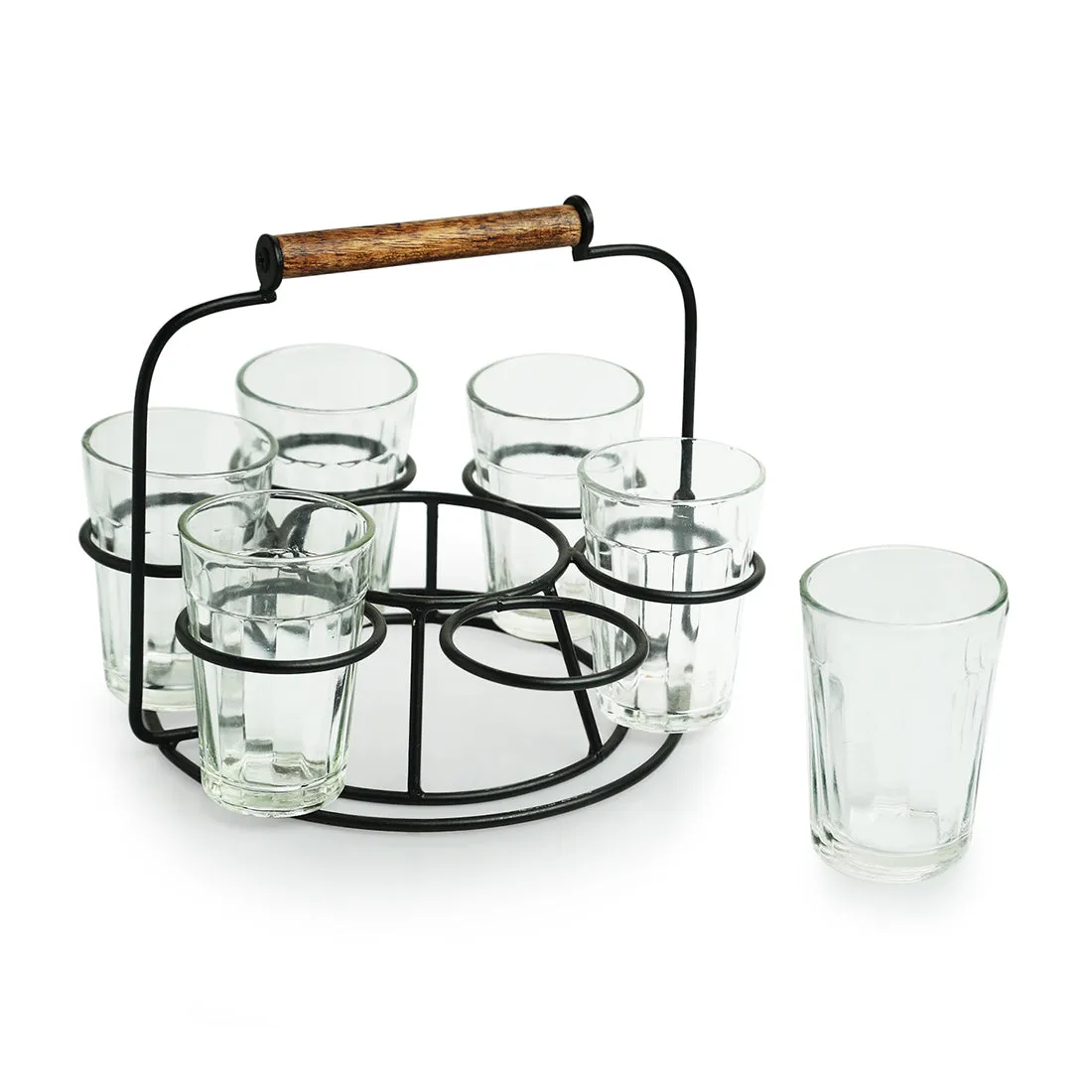 Rail Express' Chai/Tea Glasses With Iron Holder (6 Glasses)