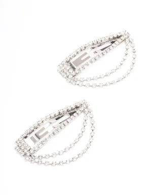 Rhodium Drape Cup Chain Hair Clip Pack