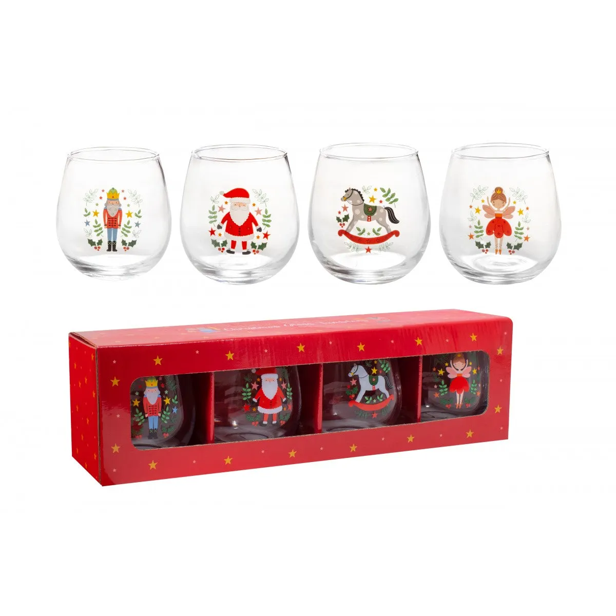 RSW Christmas Set of 4 Santa & The Nutcracker Glasses