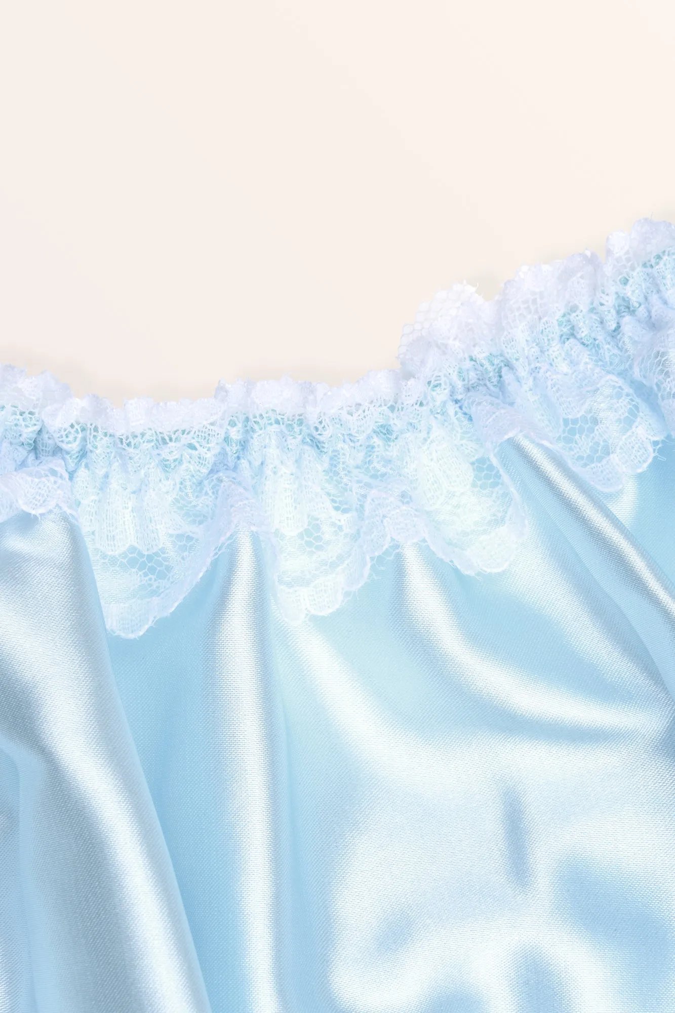 Satin Frilly Babydoll Nightdress - Baby Blue