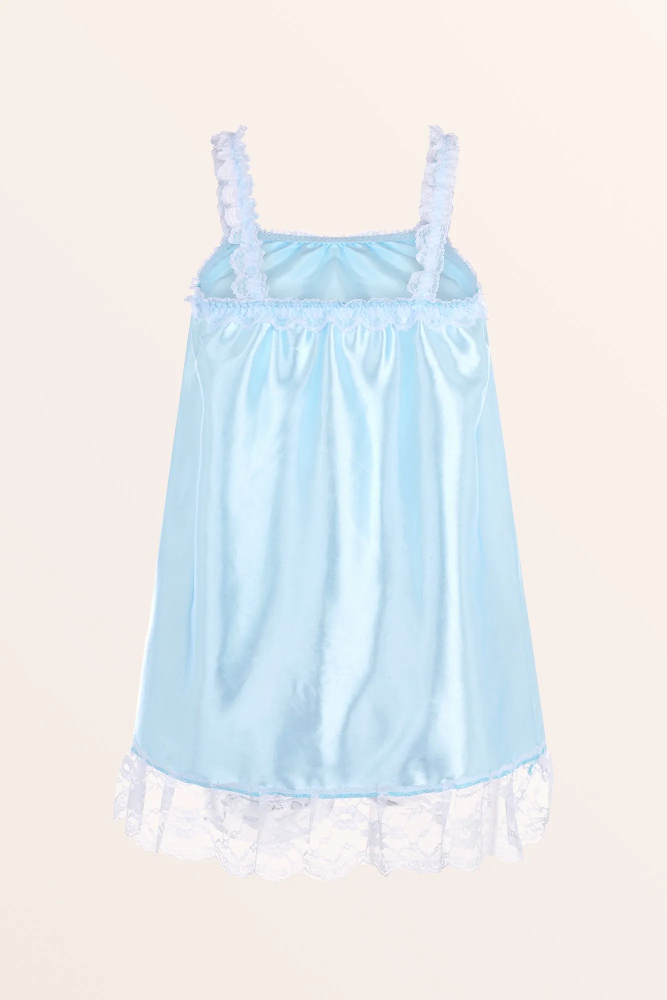 Satin Frilly Babydoll Nightdress - Baby Blue