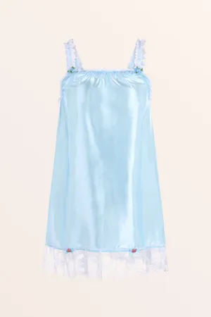 Satin Frilly Babydoll Nightdress - Baby Blue