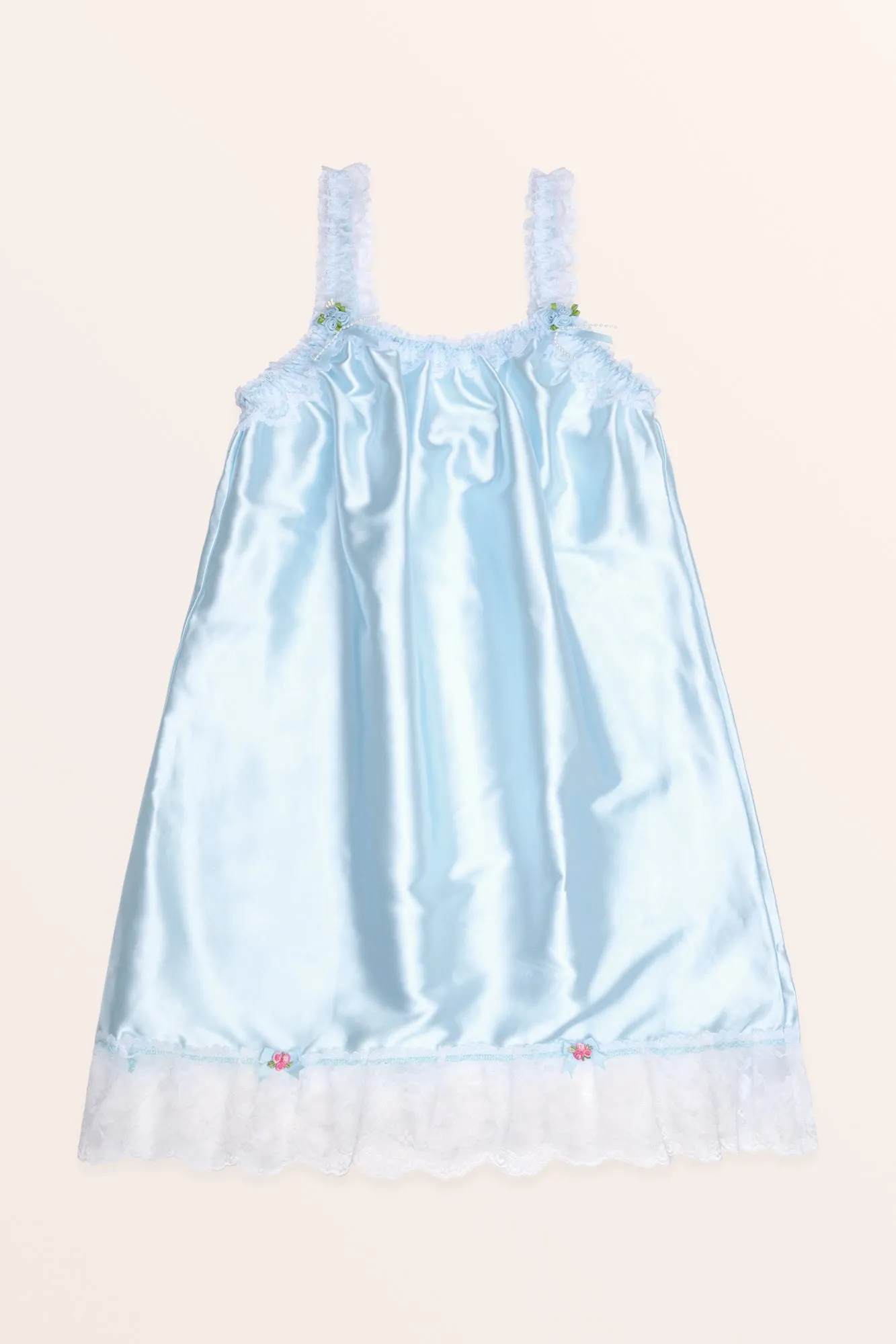 Satin Frilly Babydoll Nightdress - Baby Blue