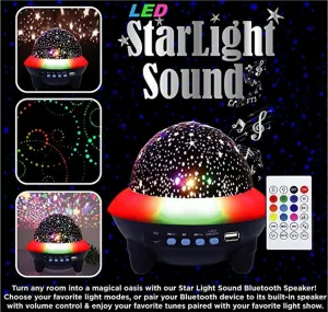 Starlight Sounds Wireless Bluetooth Speaker with LED Night Light Star Projector