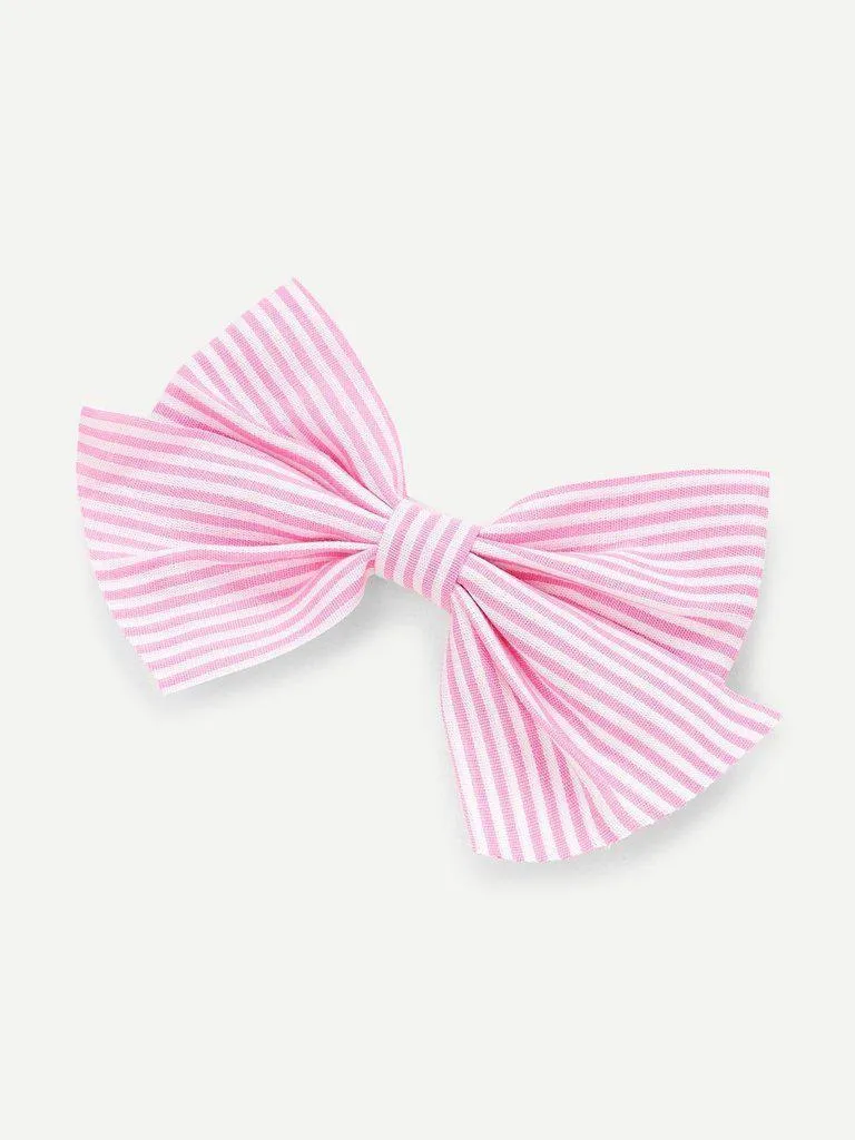 Striped Bow Hair Clip