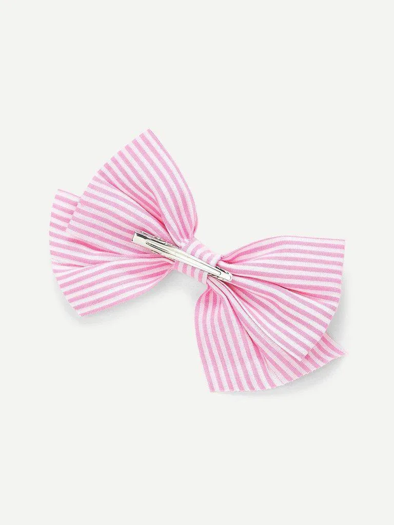 Striped Bow Hair Clip