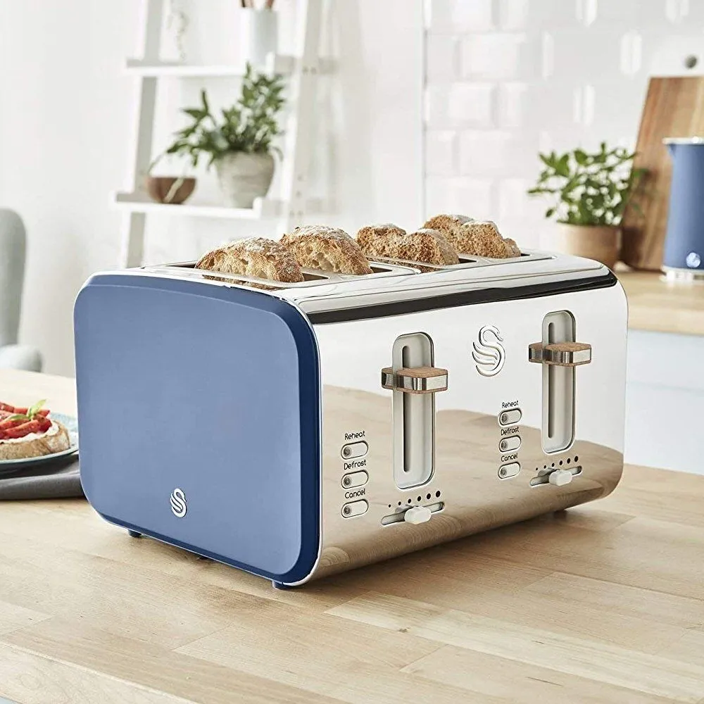 Swan 4-Slice Blue Nordic Toaster