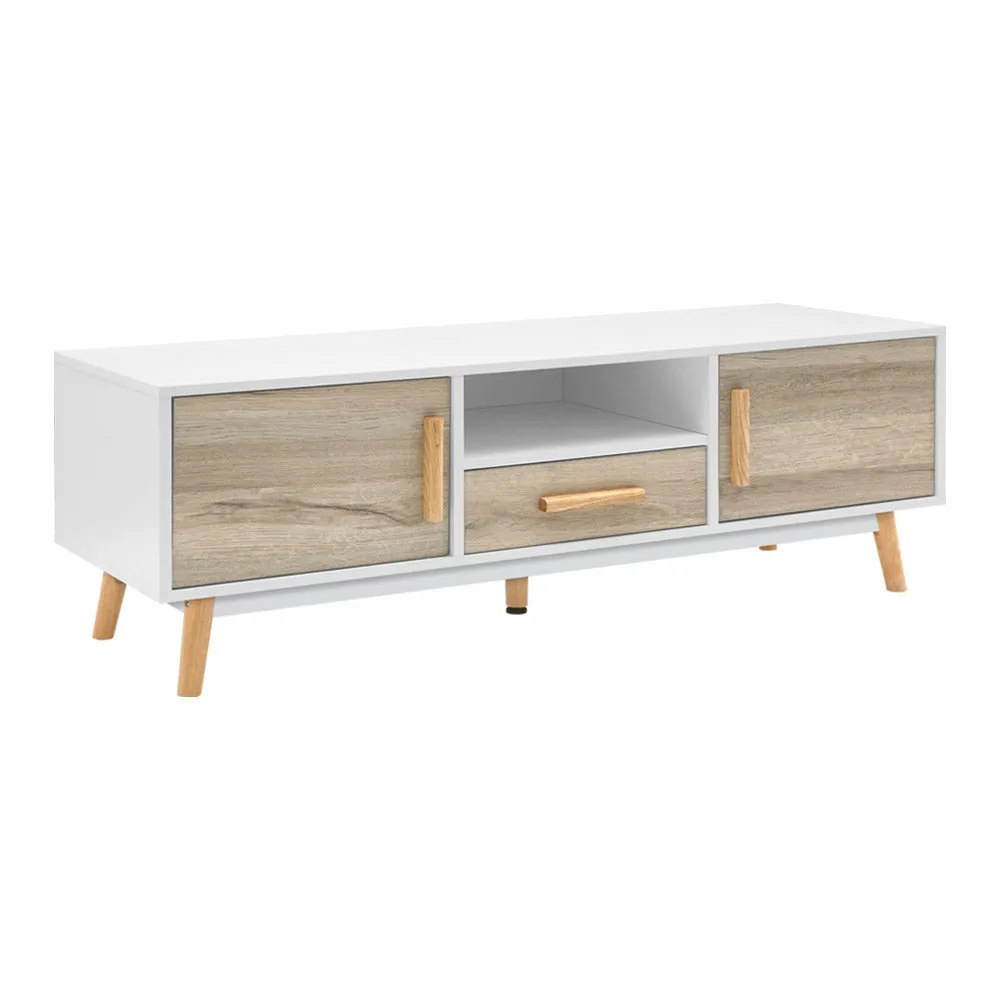 TV Unit 120cm - White & Wood