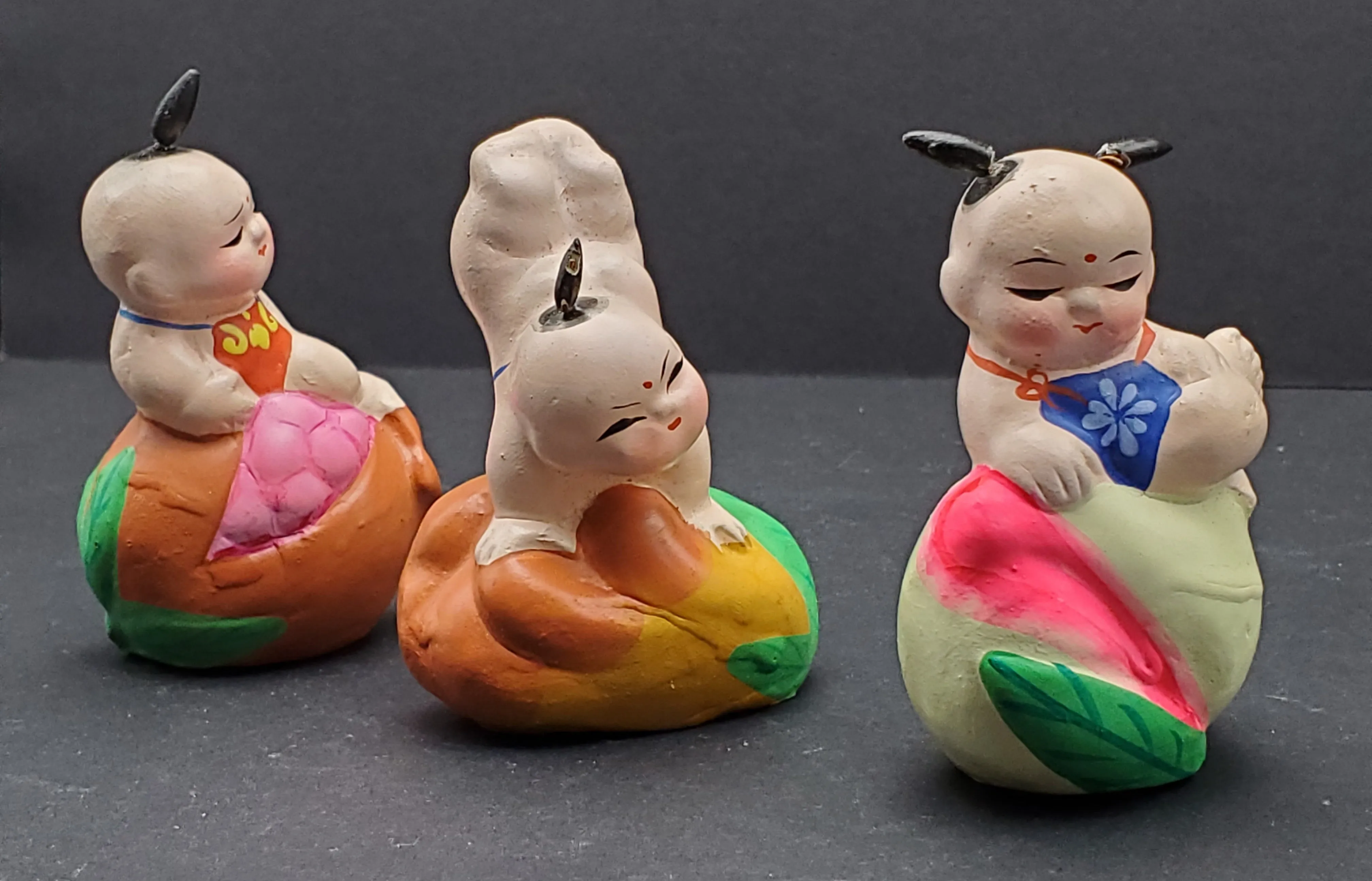 Vintage Set of Three Hand Painted Ceramic Figurines