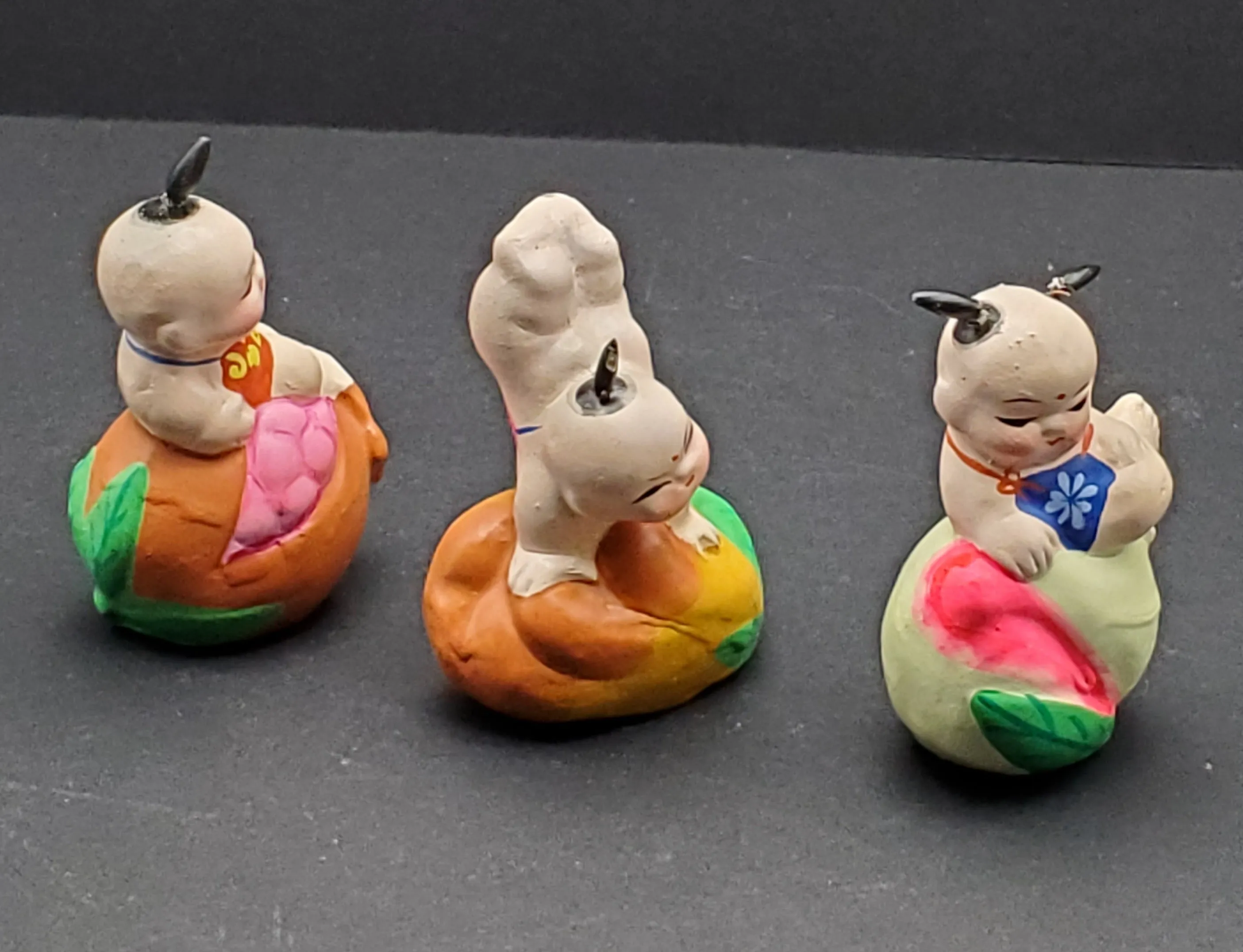 Vintage Set of Three Hand Painted Ceramic Figurines