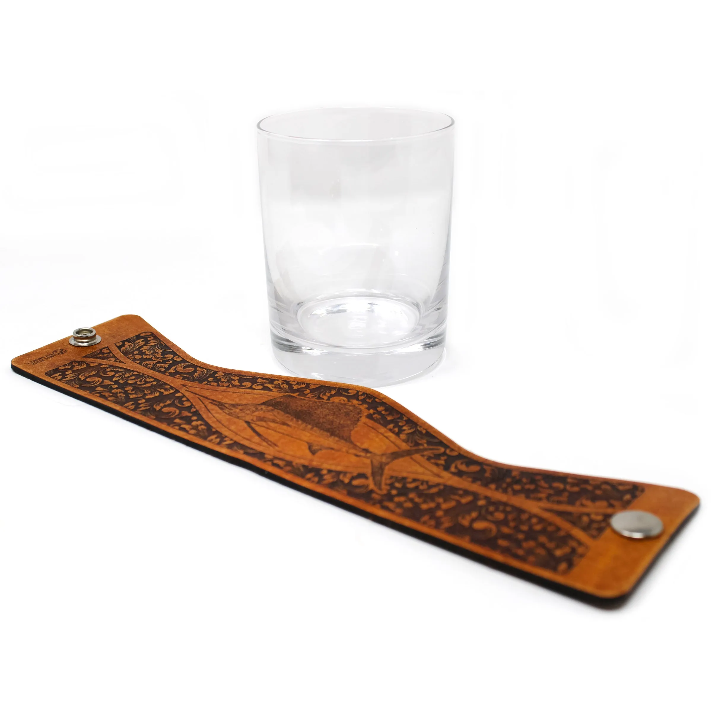 Whiskey Glass Leather Wrap - Sailfish Rocks Glass