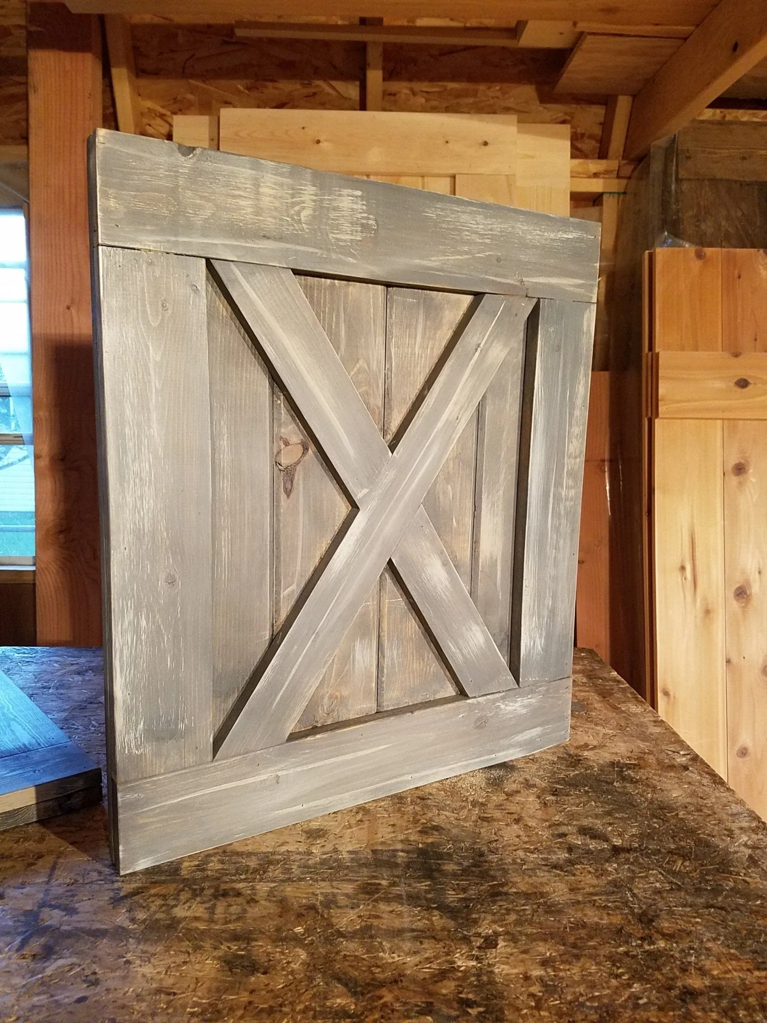 X Brace TV Barn Shutter Package - TV Cover with Barn Hardware