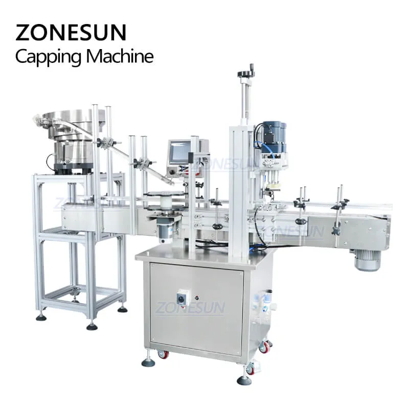 ZONESUN ZS-XG16V Automatic Essential Oil Dropper Bottle Cap Tightening Screw Lid Vial Capping Machines With Cap Feeder