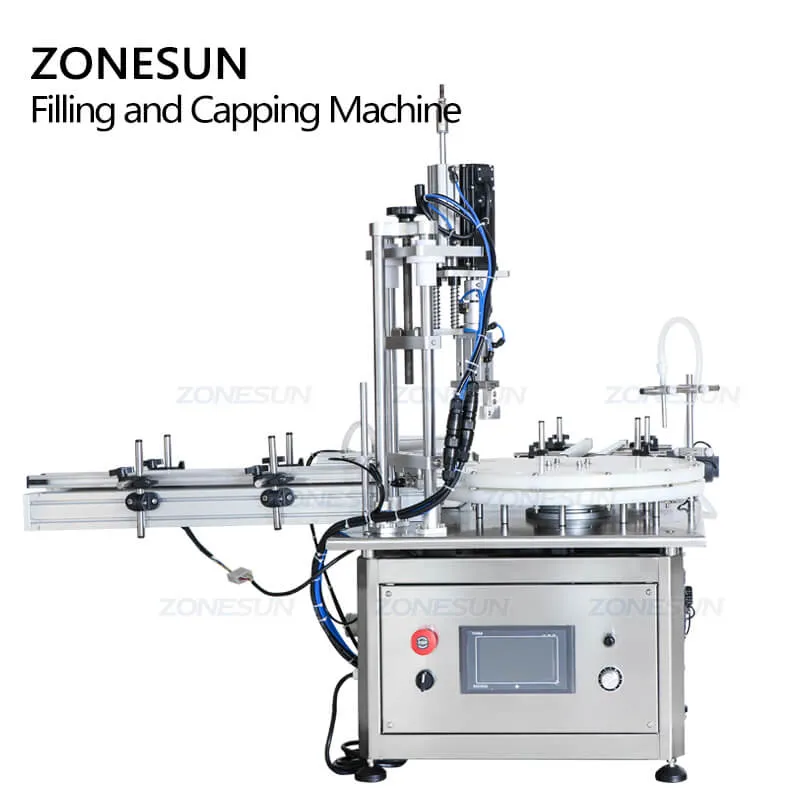 ZS-AFC1S Automatic Magnetic Pump Essential Oil Eye Drops Chemical Liquid Perfume Glass Small Vial Bottle Filling Capping Machine