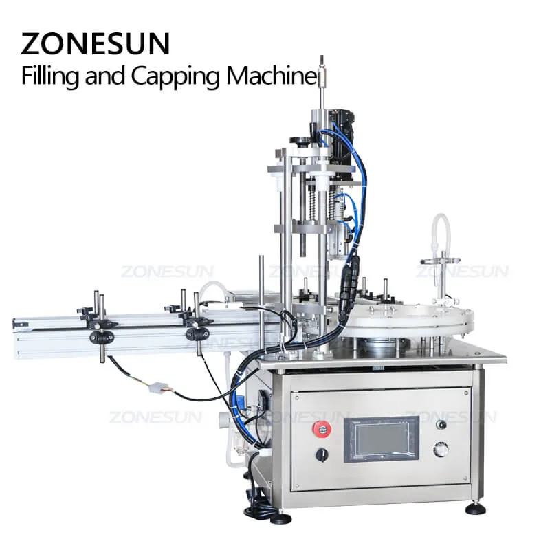 ZS-AFC1S Automatic Magnetic Pump Essential Oil Eye Drops Chemical Liquid Perfume Glass Small Vial Bottle Filling Capping Machine